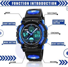 img 3 attached to 🎁 Dodosky Boy Toys Age 5-12, 50M Waterproof LED Digital Sport Watches for Kids - Ideal Birthday Presents & Gifts for 5-13 Year Old Boys in Blue