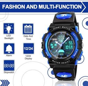 img 2 attached to 🎁 Dodosky Boy Toys Age 5-12, 50M Waterproof LED Digital Sport Watches for Kids - Ideal Birthday Presents & Gifts for 5-13 Year Old Boys in Blue