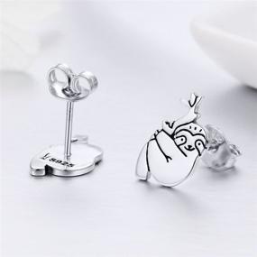 img 2 attached to 🐙 925 Sterling Silver Animal Earring Stud for Women Girls - Octopus and Sloth Designs | Hypoallergenic and Tiny