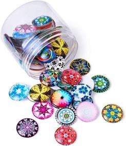 img 3 attached to 🔲 Pandahall 50Pcs Mosaic Printed Glass Cabochons 25mm/ 1 inch - Ideal for DIY Jewelry Making, Flat Back Glass Half Round Cabochon Dome Tiles