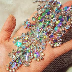 img 2 attached to 20x34cm Handmade AB Color Bling Sequin Sew On Neckline Rhinestone Trim - Ideal for Wedding Dress DIY Decoration, Bridal Applique Design Patch