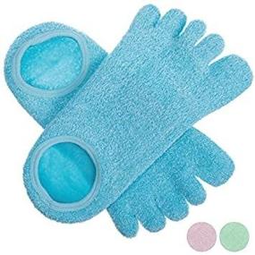 img 2 attached to 🧦 LE EMILIE 5 Toe Moisturizing Gel Socks for Healing Dry Cracked Heels and Feet - Infused with Lavender and Jojoba Oil Aromatherapy Blend - 1 Pair, Aquamarine Blue