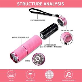 img 3 attached to 💅 Portable Mini UV LED Nail Lamp: Fast Drying Nail Art Tool for Gel Nails – 9 LED Flashlight Design in Pink