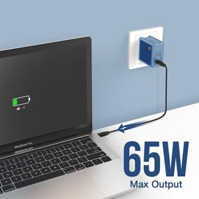 img 2 attached to 🔌 SlimQ 65W GaN Charger: The Ultimate 2-Port Wall Charger for MacBook Pro, iPhone 12, iPad Pro/Air, Surface & More! (Blue)