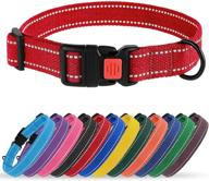 🐶 bronzedog reflective dog collar natural cotton adjustable safety collar for small medium large dogs puppy - black red blue orange pink (neck fit: 12"-17", red) logo