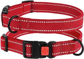 img 3 attached to 🐶 BRONZEDOG Reflective Dog Collar Natural Cotton Adjustable Safety Collar for Small Medium Large Dogs Puppy - Black Red Blue Orange Pink (Neck Fit: 12"-17", Red)