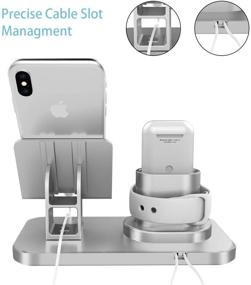 img 2 attached to 🔌 Fingic Зарядная станция 3 в 1 для Apple Watch, Airpods Charger Stand: Удобное зарядное устройство для Apple Watch, AirPods, iPhone и iPad в серебристом цвете