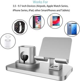 img 3 attached to 🔌 Fingic Зарядная станция 3 в 1 для Apple Watch, Airpods Charger Stand: Удобное зарядное устройство для Apple Watch, AirPods, iPhone и iPad в серебристом цвете