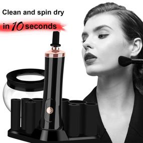 img 1 attached to Efficient Electric Makeup Brush Cleaner & Dryer: Wash, Spin, and Dry in 10 Seconds! Includes 8 Rubber Collars for All Brush Sizes