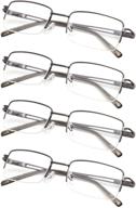 👓 half-rim reading glasses set of 4 for men and women | metal readers with spring hinges logo