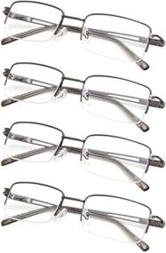 img 3 attached to 👓 Half-Rim Reading Glasses Set of 4 for Men and Women | Metal Readers with Spring Hinges