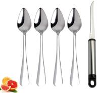 🍊 justdolife stainless steel grapefruit spoons and knife set: perfect for effortless citrus desserts in vintage style logo