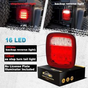 img 1 attached to 🚦 Водонепроницаемые 12V фары Partsam Universal 16 LED - световые сигналы стоп/ход/поворот/задний ход/тормоз/маркер красного/белого цвета для замены на Jeep YJ JK CJ Truck Trailer.