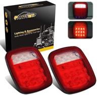 🚦 водонепроницаемые 12v фары partsam universal 16 led - световые сигналы стоп/ход/поворот/задний ход/тормоз/маркер красного/белого цвета для замены на jeep yj jk cj truck trailer. логотип