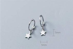 img 1 attached to 💫 Stylish Mini Star Dangle Sterling Silver Small Hoop Earrings: Perfect Cartilage Sleeper Hoops for Women, Teens & Girls