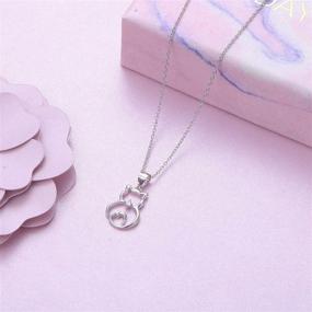 img 1 attached to 🐱 Sterling Silver Cat Pendant Necklace: A Perfect Gift for Cat Lovers and Teenage Girls, 18 Inches in Length