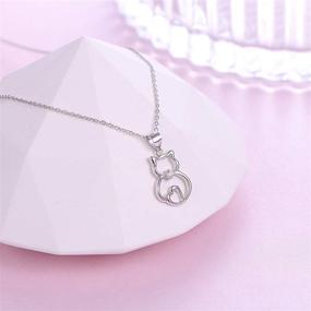 img 2 attached to 🐱 Sterling Silver Cat Pendant Necklace: A Perfect Gift for Cat Lovers and Teenage Girls, 18 Inches in Length