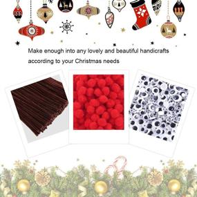 img 3 attached to Caydo 400-Piece Christmas Craft Set with Brown Chenille Stems, Red Pompoms, and Wiggle Eyes - Perfect for DIY Craft and Art Decoration