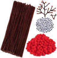 caydo 400-piece christmas craft set with brown chenille stems, red pompoms, and wiggle eyes - perfect for diy craft and art decoration logo