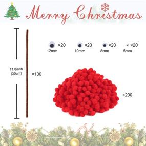 img 2 attached to Caydo 400-Piece Christmas Craft Set with Brown Chenille Stems, Red Pompoms, and Wiggle Eyes - Perfect for DIY Craft and Art Decoration