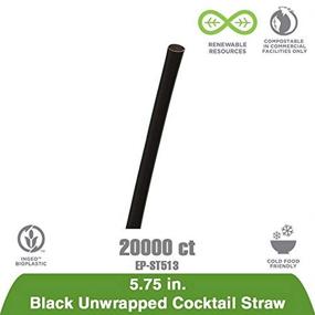 img 1 attached to 🍹 Eco-Products Unwrapped Black Cocktail Straws - Bulk Pack of 20,000 (EP-ST513)