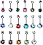 💎 beautytime 17pcs assorted colors titanium belly button ring set - hypoallergenic, lead and nickel free, 14g navel piercing with czech diamond body jewelry included logo