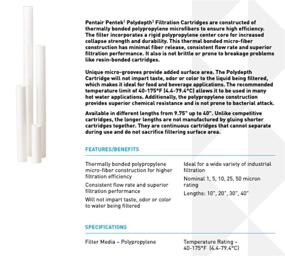 img 1 attached to Pentek PD 5 20 Polypropylene Cartridge Microns