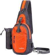 🎒 amhoo small orange sling backpack – water resistant chest shoulder crossbody bag for hiking daypack логотип