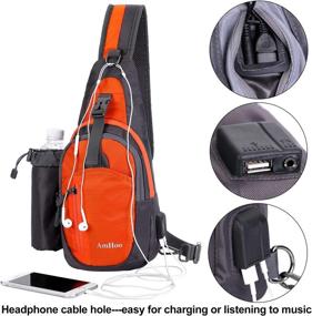 img 2 attached to 🎒 AmHoo Small Orange Sling Backpack – Water Resistant Chest Shoulder Crossbody Bag for Hiking Daypack