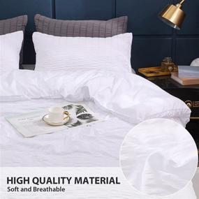 img 1 attached to 🛏️ LUCKYBULL Seersucker Comforter Set - Queen Size Lightweight Bedding, 3 Piece Soft Washed Microfiber Bed Comforter Set for All Seasons, White 90''x90''