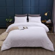 🛏️ luckybull seersucker comforter set - queen size lightweight bedding, 3 piece soft washed microfiber bed comforter set for all seasons, white 90''x90'' logo