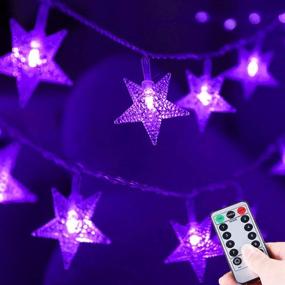 img 4 attached to Vibrant Purple Star Lights: HUGSVIK 50 LED, 8 Modes Battery Operated for Halloween Decor, Christmas Tree, Bedroom, Kids Playhouse, Camping - Waterproof and Versatile