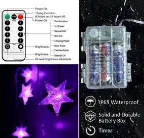 img 2 attached to Vibrant Purple Star Lights: HUGSVIK 50 LED, 8 Modes Battery Operated for Halloween Decor, Christmas Tree, Bedroom, Kids Playhouse, Camping - Waterproof and Versatile