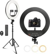 peheshe 18 inch selfie ring light with 63 inch tripod with 3 colors and 10 brightness levels for make-up logo