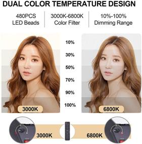 img 3 attached to PEHESHE 18 Inch Selfie Ring Light With 63 Inch Tripod With 3 Colors And 10 Brightness Levels For Make-Up