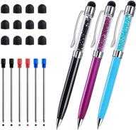 🖊️ chaoq crystal stylus pens - 3 pack (black, red, blue) for touch screens with 1.0mm medium point - includes 12 replaceable tips and 6 refills logo