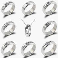 🎁 yx&st 8 pack bts bangtan boys ring & necklace set - perfect army gifts for kpop fans logo