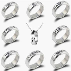 img 4 attached to 🎁 YX&ST 8 Pack BTS Bangtan Boys Ring & Necklace Set - Perfect Army Gifts for Kpop Fans