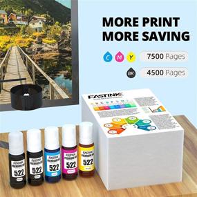 img 2 attached to 🖨️ FASTINK Compatible Refill Ink Bottle Replacement for 522 T522 T522120 - ET-2720, ET-2710, ET-4700 Printer (2x Black, 1x Cyan, 1x Magenta, 1x Yellow) - Pack of 5