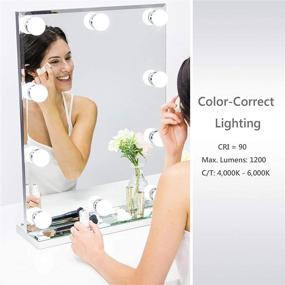 img 3 attached to Waneway Hollywood Lighted Vanity Makeup Mirror - Frameless Dressing Table 💄 Cosmetic Mirror with Dimmable Bulbs and Bright LED Lights, Multiple Color Modes (Standard)