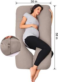 img 3 attached to 🤰 Summer Mae U Shaped Pregnancy Body Pillow for Sleeping, 55 Inch Maternity Pillow with Premium Fabric Cover, Brown, Suitable for All Seasons