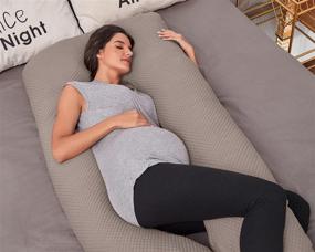 img 1 attached to 🤰 Summer Mae U Shaped Pregnancy Body Pillow for Sleeping, 55 Inch Maternity Pillow with Premium Fabric Cover, Brown, Suitable for All Seasons