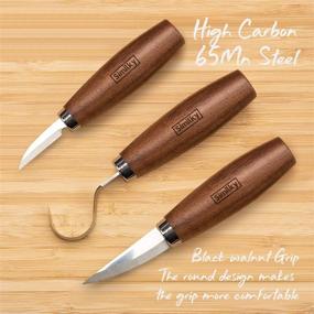 img 3 attached to 🔪 Wood Carving Tools 5 in 1 Knife Set - Perfect for Kids & Beginners: Includes Hook, Whittling, Detail Knives, Carving Knife Sharpener - Ideal for Spoon, Bowl, Cup, Kuksa - 3-Set Round Handle