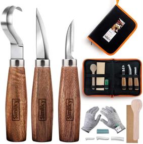 img 4 attached to 🔪 Wood Carving Tools 5 in 1 Knife Set - Perfect for Kids & Beginners: Includes Hook, Whittling, Detail Knives, Carving Knife Sharpener - Ideal for Spoon, Bowl, Cup, Kuksa - 3-Set Round Handle