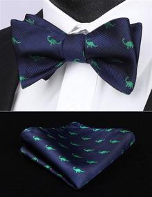 img 3 attached to HISDERN Dinosaur Bowties Jacquard Handkerchief - 🦖 Men's Fashion Accessories including Ties, Cummerbunds, and Pocket Squares