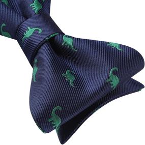 img 2 attached to HISDERN Dinosaur Bowties Jacquard Handkerchief - 🦖 Men's Fashion Accessories including Ties, Cummerbunds, and Pocket Squares