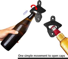 img 1 attached to 🍺 Rustic Farmhouse Style: 2PCS Vintage Wall Mounted Cast Iron Bottle Opener Set for Bars, KTV, Hotels, and Home Décor - Includes Self-Tapping Screws - WD05