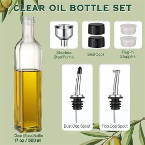 img 3 attached to 🍶 Aozita 17oz Clear Glass Olive Oil Dispenser Bottle: 500ml Oil & Vinegar Cruet with Pourers, Funnel - Premium Olive Oil Carafe Decanter for Kitchen