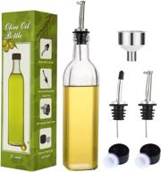 🍶 aozita 17oz clear glass olive oil dispenser bottle: 500ml oil & vinegar cruet with pourers, funnel - premium olive oil carafe decanter for kitchen logo