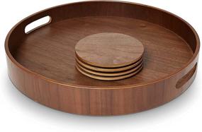 img 4 attached to BRANDWOOD Round Wooden Tray Decorative